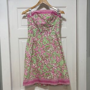 Lilly Pulitzer Strapless Dress - Pink and Green Pattern